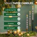 6 Pack Printed Taper Candle Set for Christmas, 10 Inch Dripless Candlesticks with Wreath Star and Snowman Pattern for Home Decoration Gift, 6-7 Hours Burn