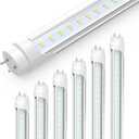 JESLED 4FT LED T8 Type A+B Tube Lights, 24W(65W Equivalent), 3200LM, 5000K, Single or Double End Powered, Plug and Play or Ballast Bypass, 4 Foot T10 T12 Fluorescent Bulbs Replacement, Clear(6-Pack)