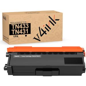 v4ink TN431BK TN433BK Compatible Toner Replacement for Brother TN433 TN431 Black Toner for Brother MFC-L8900CDW MFC-L8610CDW HL-L8260CDW HL-L8360CDW HL-L8360CDWT HL-L9310CDW Printer 1 Pack