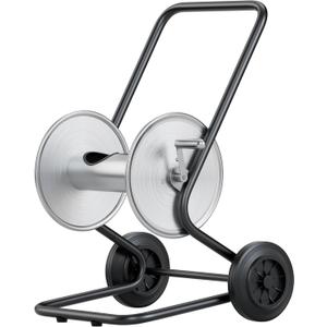 Hose Reel Cart with Wheels,Metal Heavy Duty Water Hose Reel Cart 200FT Hose Capacity,Garden Water Hose Carts Mobile Tools with 2 Wheels For for Garden Watering,Car Washing (Black)