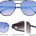 SOJOS Classic Square Aviator Sunglasses for Women Men Retro Hexagon UV400 Protection Shades SJ1222 (Blue/Blue Mirrored)