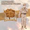 deAO Army Soldier Dress Up for Kid Military Costume Set Role Play with Helmet Accessories Solider Boy Dress up Halloween (Large, Yellow)