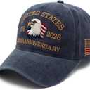 250th Anniversary USA Hat Embroidered 1776-2026 American Hat, Patriotic Bald Eagle Baseball Cap for Men Women