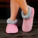 The Metluks Slippers for Women Indoor Soft Sole Fuzzy Sherpa Lined Warm Winter Slipper Socks with Non Slip Grippers (Pink)