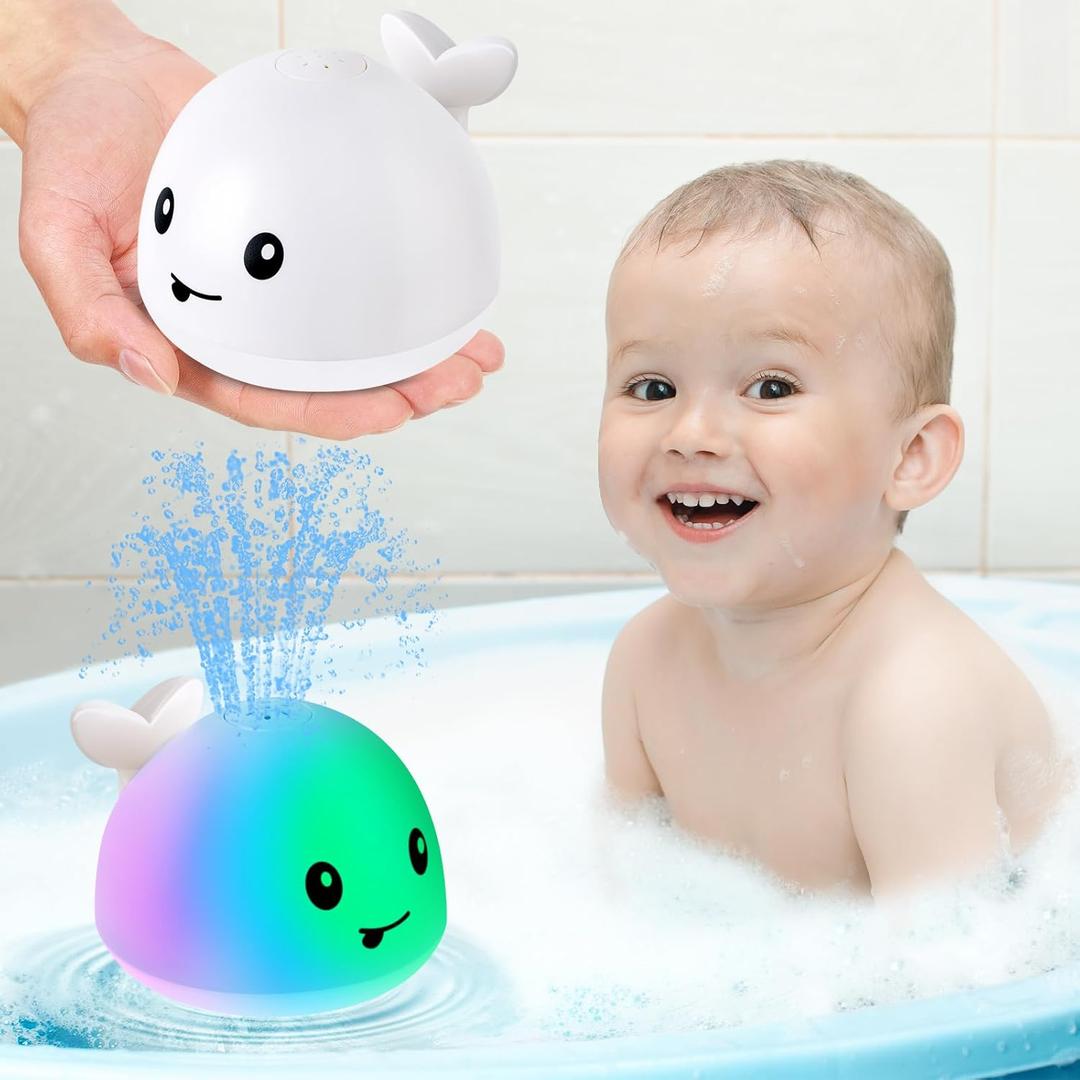Gigilli Baby Bath Toys, Bath Toys for Kids Ages 1-3, 1 2 3 Year Boy Girl Gift Christmas Stocking Stuffers for Babies 6-12-18 Months Light Up Whale Bath Toy Sprinkler Toddler Birthday Bathtub Water Toy