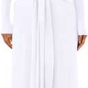 DAAWENXI Women's Sexy Deep V Neck Maxi Dress Long Sleeve Tie Wedding Guest Cocktail Evening Dresses (White, S)