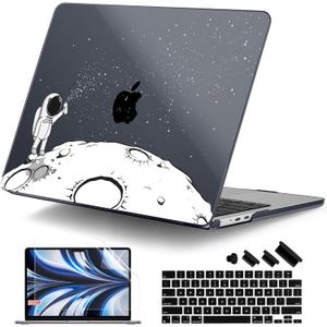 for MacBook Air 13 Inch Case M5 2026 M4 2025 M3 M2 2024-2022 A3449 A3240 A3113 A2681, Plastic Hard Shell & Keyboard Cover & Screen Film for MacBook Air 13.6 Inch Case - Astronaut