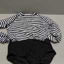 Pinup Fashion Long Sleeve Rash Guard - 2 Piece Swimsuit Bathing Suits with Bottom Swim Top UV UPF 50+ (Small, Stripe)