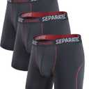 Separatec Mens Underwear with Pouch for balls Anti Chafing Underwear Men Athletic Sport Performance Long Boxer Briefs 3 Pack (Medium, A1 - Black)