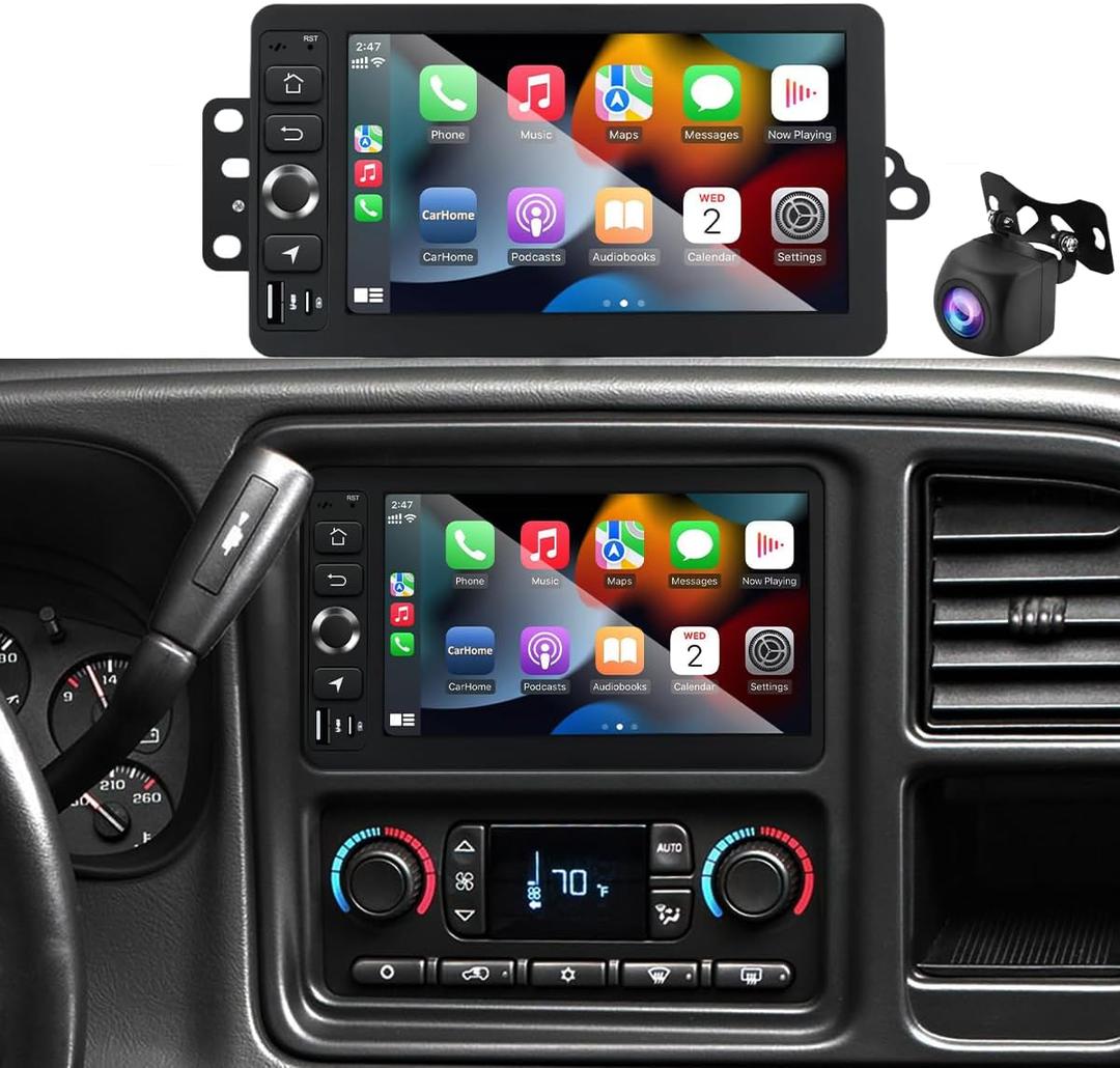 2+64GB Radio for Chevrolet Chevy Silverado 2003 2004 2005 2006,Hummer H2 2003-2007,Tahoe GMC Sierra Yukon 2003-2006,7 inch HD Touchscreen Car Stereo with Wireless CarPlay & Android Auto WiFi GPS FM