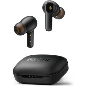 Donner Noise Cancelling Wireless Earbuds, Bluetooth 5.2 Earphones with 4 Mic Clear Calls, 12mm Drivers, App for Custom EQ, 32H Playtime, Fast Charging, Transparency - Dobuds ONE,Black