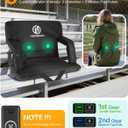 HOPERAN Massage Heated Stadium Seats for Bleachers, Dual Control, Portable, 25" Super Wide (Black, L)