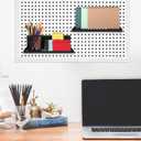 4 Pack Black Magnetic Shelves Organizer, 12x4.8x3.6 Inch Heavy Duty Steel Pegboard Spice Rack Tray for Kitchen Refrigerator Cabinet Whiteboard Office