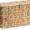 Sumnacon Toilet Paper Basket, Wicker Water Hyacinth Toilet Paper Holder with Handles and Lid, Holds Up to 6 Mega Rolls, Decorative Farmhouse Woven Bathroom Accessories Toilet Tissues Organizer, Large