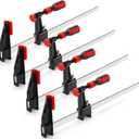 4 Pack Bar Clamps for Woodworking, 12 Inch One-Handed Medium Duty Steel F Clamps Set, 600 Lbs Load Limit Quick Release Wood Parallel Spreader for Woodworking, DIY Projects