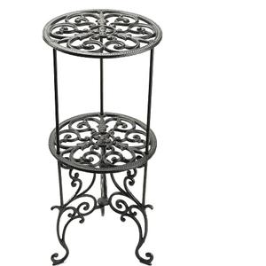 Sungmor Heavy Duty Cast Iron Potted Plant Stand,26-Inch 2 Tiers Metal Planter Rack,Decorative Flower Pot Holder,Vintage & Rustic Style Indoor Outdoor Garden Pots Container Supports