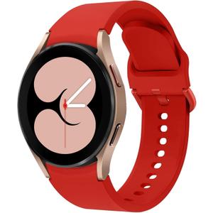 For Samsung Galaxy Watch 7 6 5 4 FE Band 40mm 44mm/Galaxy Watch 5 Pro Band 45mm/6 Classic 43mm 47mm/4 Classic 42mm 46mm,20mm No Gap Soft Silicone Bracelet Sport Strap Women Men (official Red)