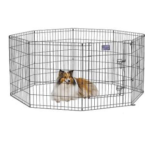 MidWest Homes for Pets 30-Inch Exercise Pen, for Indoor and Outdoor Use, 16 Sq Feet of Play, Single Door Folding Dog Pen, with Large Door Opening & Secure Latch, Easy to Set Up, Foldable Dog Playpen