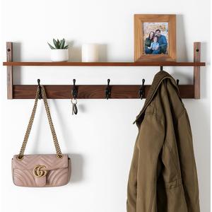 29" Coat Rack Wall Mount with Shelf, Entryway Wall Hooks with Shelf, Coat Hangers for Bathroom, Living Room, Bedroom