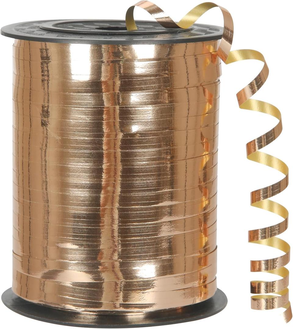 Rose Gold Curling Ribbon, 500 Yard Shiny Metallic Curling Ribbon for Gift Wrapping, Balloons, Weddings, Birthdays 3/16