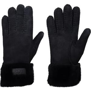 UGG womens Turn Cuff Water Resistant Sheepskin Gloves (Large, Black)