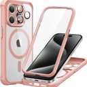 ESR for iPhone 15 Pro Max Case, Compatible with MagSafe, Full-Body Military-Grade Drop Proof Case with Built-in 9H+ Tempered Glass Screen Protector, Armor Series, Clear Pink