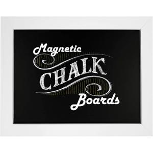 Loddie Doddie Magnetic Chalkboard Sign - 11 x 14 in, White Frame, Mounting Hardware - Easy-Erase Message Center - Magnetic Bulletin Board for Photos - Chalk Board Calendar for Wall Organization