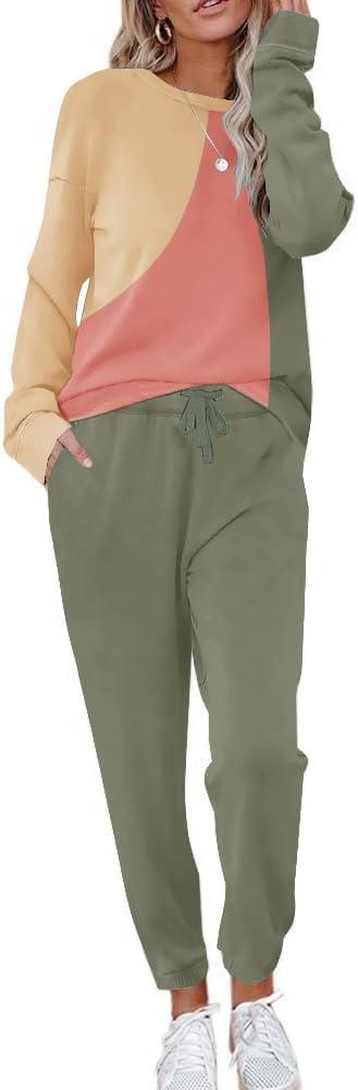 ETCYY NEW Lounge Sets for Women Two Piece Outfits Sweatsuits Sets Long Pant Loungewear Workout Athletic Tracksuits (XX-Large, Colorblock-3)