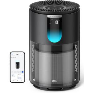 DREO Smart Air Purifier for Home, Up to 1176 ft, HEPA Sleep Mode, Air Cleaner for Large Rooms & Bedrooms, Wi-Fi/Voice/Alexa, Pets, Smoke, Dust, Pollen & Odors, PM2.5 Monitor, DR-HAP009S (Dreo 539S)