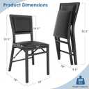 VECELO Folding Dining Chairs Set of 2, Metal Padded Foldable Seating with Comfortable Faux Leather, Space-Saving Portable Guest Seats for Kitchen & Office, No Assembly, Black, 2 Pack