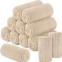Buryeah 12 Pcs Flannel Throw Blankets Bulk Outdoor Wedding, Beige, 50 x 60 inch