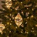 Sumind 6 Pcs 5.8" Glass Christmas Ornaments Hand Blown Glass Ornaments Crystal Balls DIY Clear Hanging Decorations with Metal Hook for Winter Xmas Tree Window Elegant Luxury Decor Gift(Swirl Style)