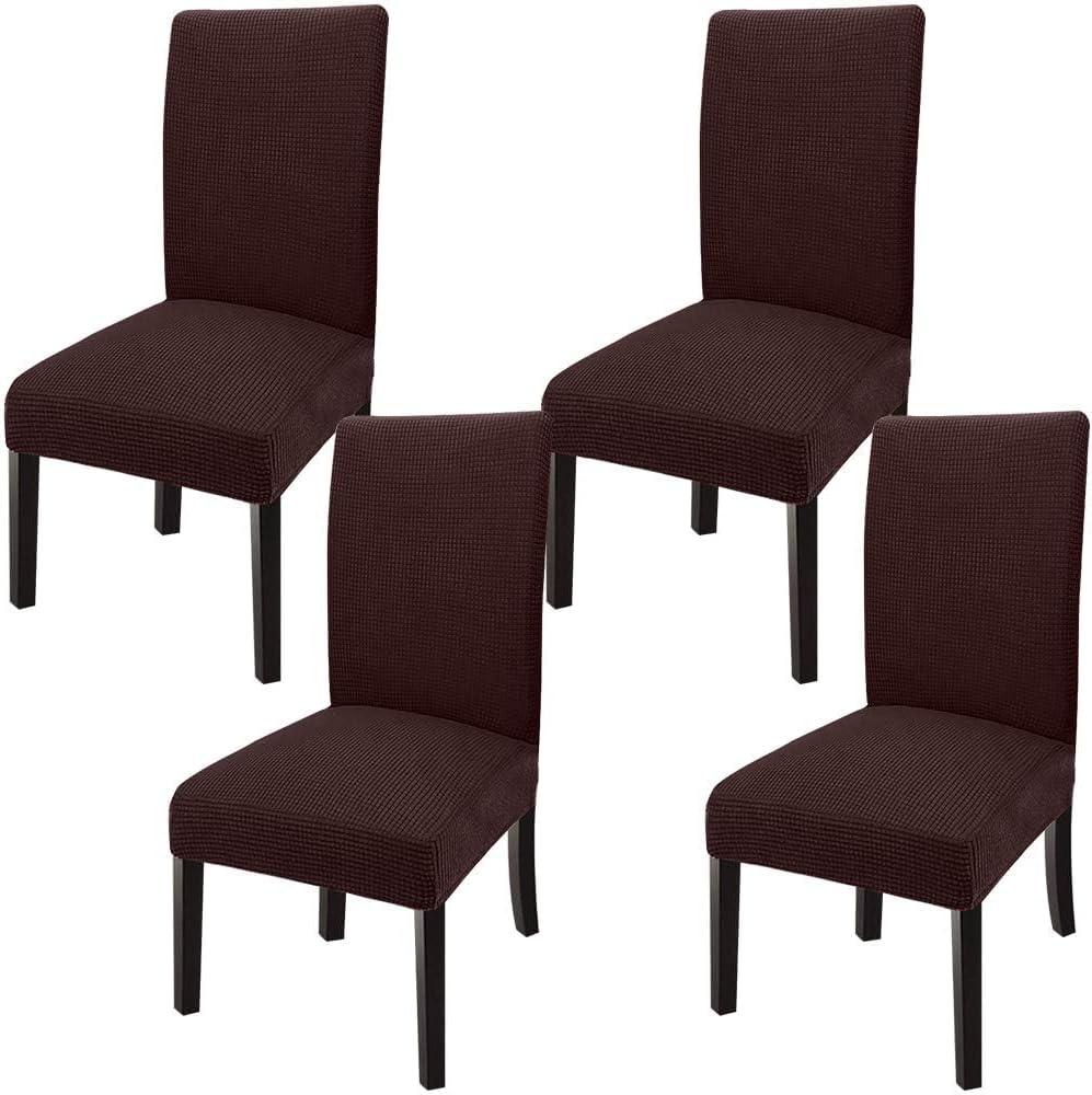GoodtoU Chair Covers for Dining Room 4 Pack, Stretch Parson/Dining Chair Slipcover Removable Washable Chair Protector for Home/Restaurant/Banquet,Forros para Sillas de Comedor(Chocolate, Set of 4)