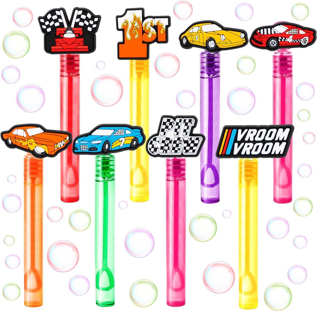 Race Car Party Favors for Kids  24PCS Racing-Themed Bubble Wands, Great for Birthday Supplies, Pinata Fillers, Goodie Bags & Classroom Rewards