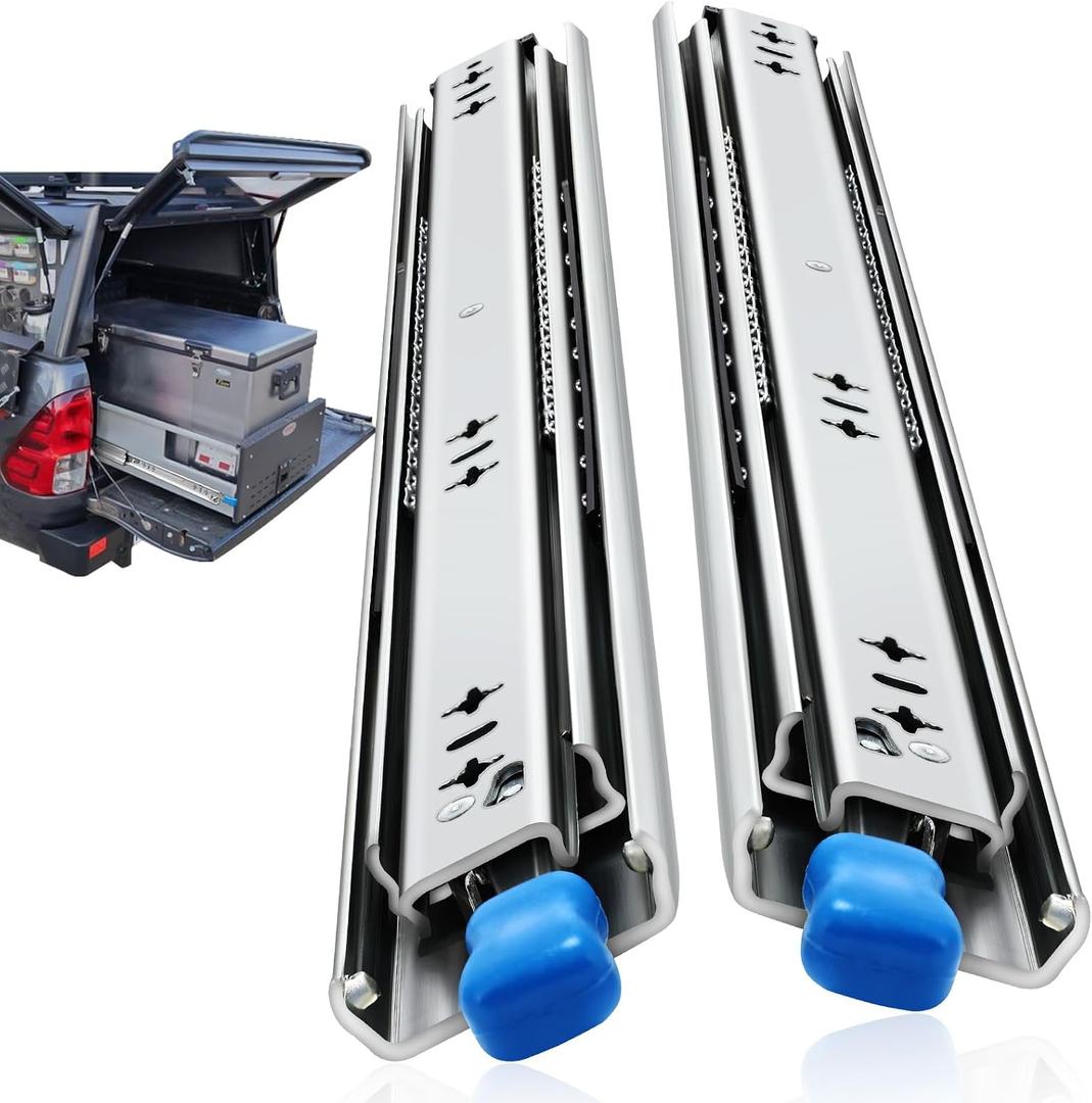 with Lock Heavy Duty Drawer Slides 12 14 16 18 20 22 24 26 28 30 32 34 36 40 44 48 52 56 60 Inch 500 Lbs Side Mount Full Extension Ball (Load:250 lb (with Lock) -W:53mm, 24 Inch)