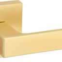 Kwikset Singapore Dummy Door Handle, Single Sided Lever for Closets, French Double Doors, and Pantry, Satin Brass Non-Turning Reversible Interior Push/Pull Lever, with Microban Protection (1 Pack)