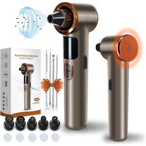 Blackhead Remover Vacuum with Heating, Blackhead Extractor 3 Adjustable Suction Levels 9 Modes, Pore Vacuum Blackhead Suction Remover, Comedone Extractor Kit for Deep