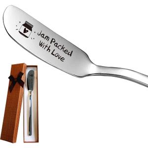 LRUIOMVE Jam Packed With Love Stainless Steel Engraved Butter and Jam Knife, Butter Spreader for Toast and Bread, Breakfast Spreads, Cheese and Jam Gift for Jam Lovers
