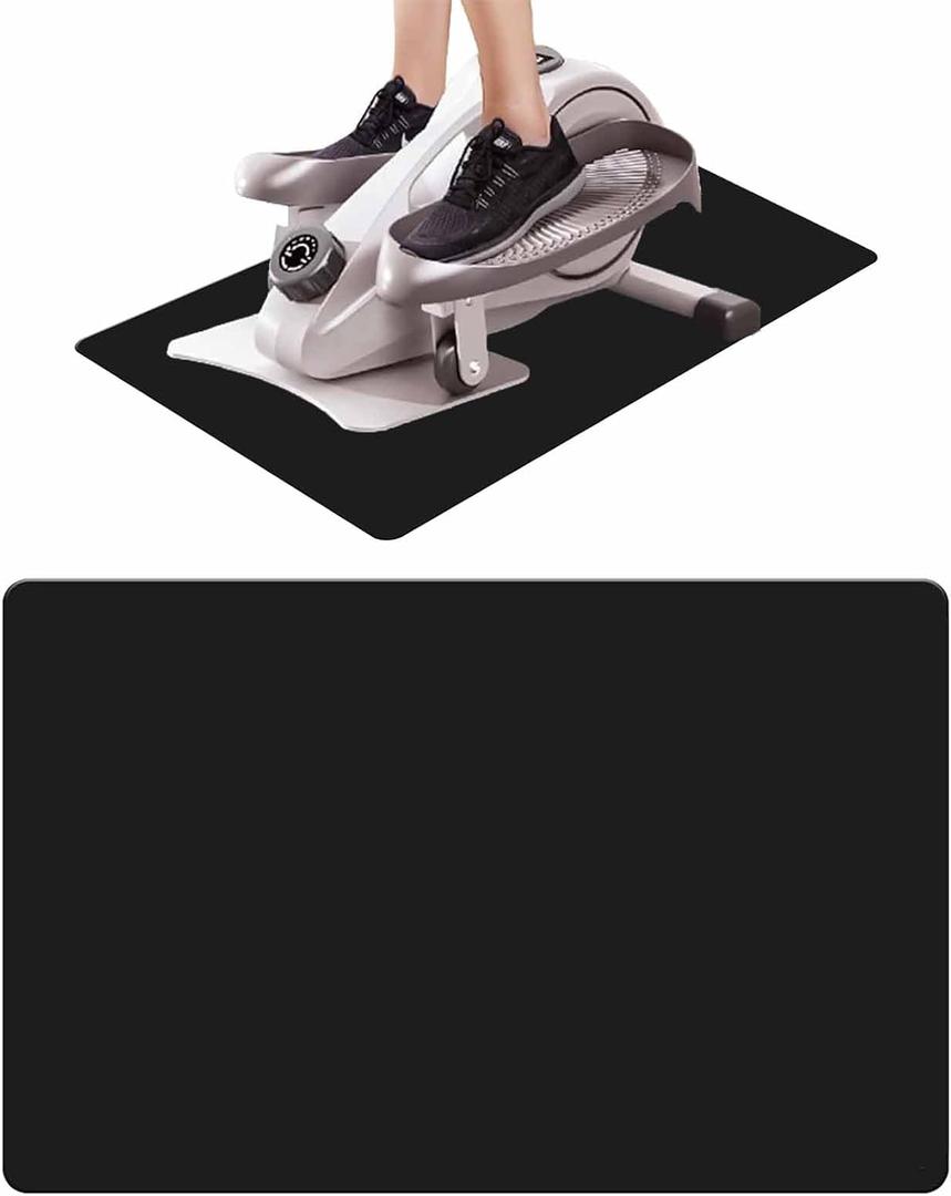 Non-Slip Elliptical Machine Mat - Durable Workout Mat for Under Desk Ellipticals, Seated Foot Pedal Exercisers, Floor Protection & Stability for Home Gym Equipment (23.7" x 15.9") (Black)