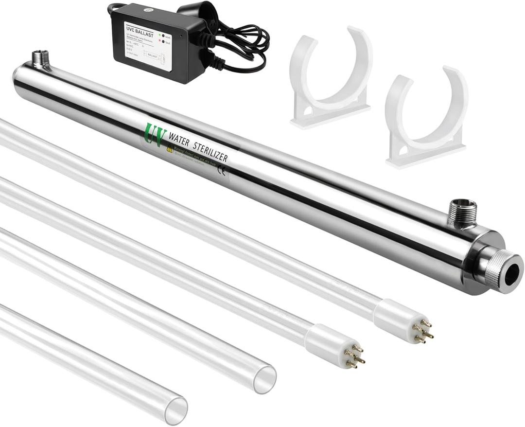 12GPM Ultraviolet Water Filter Replacement for Whole House Reverse Osmosis Drinking Water System, 3s to Fill a 200ml Water Cup, 55W,110V,+1 Extra UV Tube