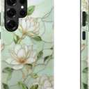 DEENAKIN for Samsung Galaxy S25 Ultra Case Cute, Aesthetic Vintage Magnolia Wildflower Girly Shell, Compatible with Magsafe,Trendy Unique Cool Retro Protective Slim Silicone Phone Cover for Women Girls