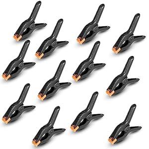 Rondauno Spring Clamps 12 Pack, 3.5 inch Spring Clips for Crafts & Professional Backdrop Clips, Heavy Duty Plastic Clamps for Woodworking