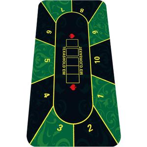 nuveti 63 x 31 Foldable Texas Poker Card Tabletop Layout Portable Anti-Slip Rubber Board Game Mat Poker Table Mat 8-10 Players Texas Hold'em Poker Mat, 63''X 31''X 2MM