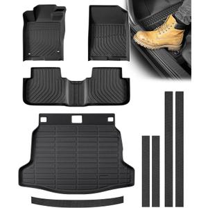 Floor Mats for Honda Civic Hatchback 2022-2026, 9 Pcs TPE Heavy Duty Custom Car Mat for 2022 2023 2024 2025 2026 Honda Civic All Weather Floor Mats, Cargo Liner, Car Door Sill Protector Black