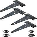 8 inch T Strap Hinges, Heavy Duty T-Strap Shed Door Hinges Gate Hinges, Tee Hinge for Wooden Fences,Yard Door,Barn Door Gates, Wrought Rustproof 4PCS