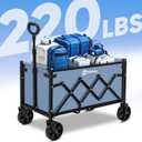 Sekey Wagon Cart with Wheels with 220LBS Capacity,Heavy Duty Wagon Carts Foldable,Lightweight Utility Portable Cart for Grocery, Shopping, Garden, Camping. Blue
