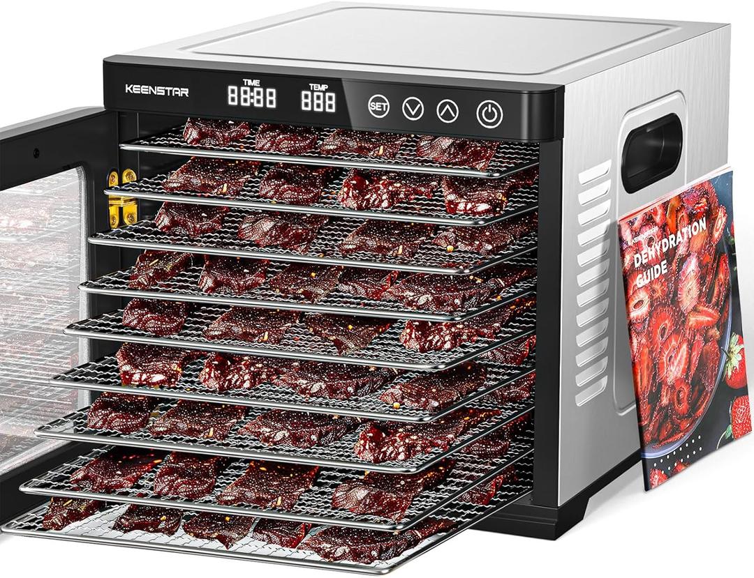 Food Dehydrator for Jerky 1000W, 9 Stainless Steel Trays, 165 Temperature Control, 8.7ft Drying Space, 48H Timer, Dryer Machine for Dog Treats, Herb, Veggies, Meat, Fruit