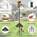Bird Feeder Pole, 92 Inch Squirrel-Proof Bird Feeder Stand with 4 Shepherd Hooks, Water Bowl and Mesh Tray, Adjustable Birdhouse Pole, Perfect for Outdoor Garden & Yard