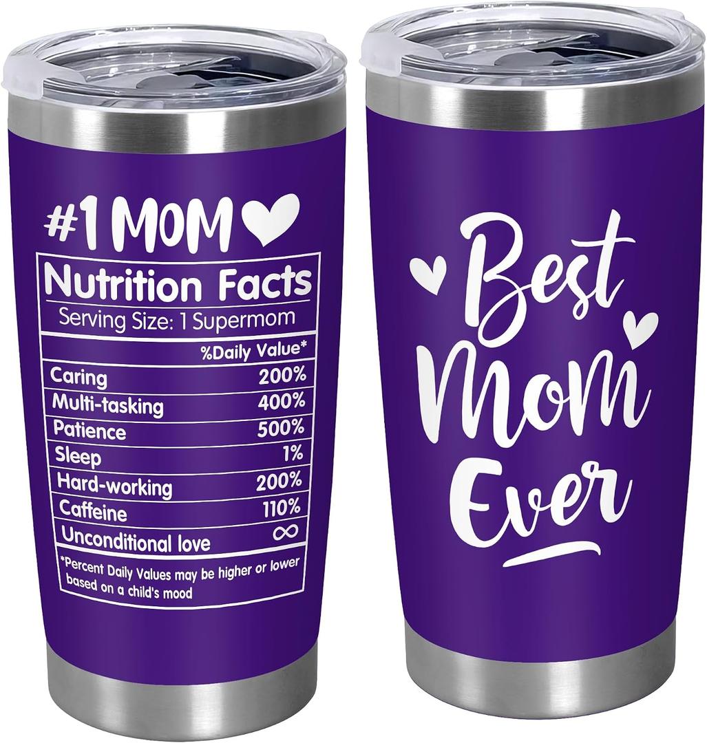 TEEZWONDER Birthday Gifts for Mom from Daughter Son - Best Mom Ever Stainless Steel Insulated Coffee Tumbler with Lid 20 oz - Mothers Day Birthday Gifts for Moms Mama Mother in Law Stepmom