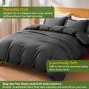 MR&HM Silky Cooling Duvet Cover Queen Size for Hot Sleepers 90"x90", Breathable & Moisture-Wicking Comforter Cover, 3 Pieces Ultra-Soft Bedding Duvet Cover Set with Zipper Closure (Dark Grey)